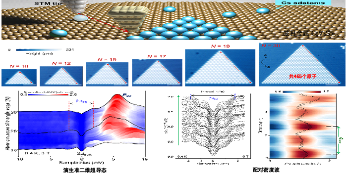 原子级精准调控笼目金属CsV<sub>3</sub>Sb<sub>5</sub>中演生准二维超导态和配对密度波